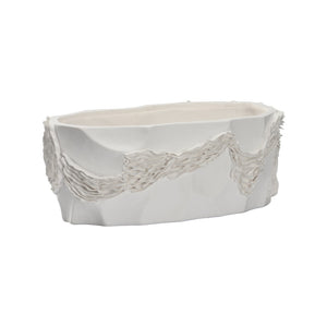Chelsea House Ripple Ceramic Bowl — Sculptural Matte White Centerpiece With Ripple Texture, Versatile Decor Accent 370469