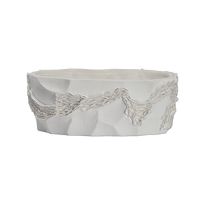 Chelsea House Ripple Ceramic Bowl — Sculptural Matte White Centerpiece With Ripple Texture, Versatile Decor Accent 370469