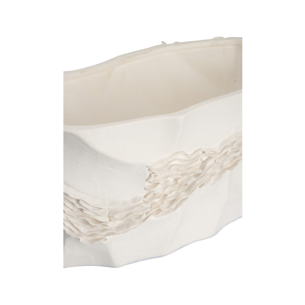 Chelsea House Ripple Ceramic Bowl — Sculptural Matte White Centerpiece With Ripple Texture, Versatile Decor Accent 370469