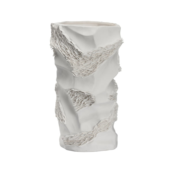 Chelsea House Ripple Sculptural Ceramic Vase 17" Tall Matte White Ripple Texture — Organic Modern Accent Piece 370470