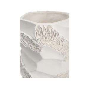 Chelsea House Ripple Sculptural Ceramic Vase 17" Tall Matte White Ripple Texture — Organic Modern Accent Piece 370470