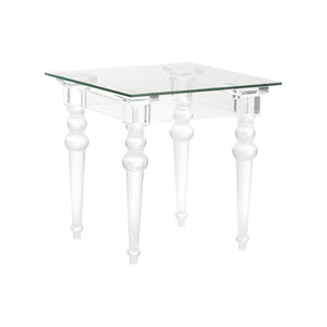Chelsea House Acrylic Floating-Style Side Table With Tempered Glass Top — Clear Acrylic Legs, Compact 20" Square Accent Piece 370473