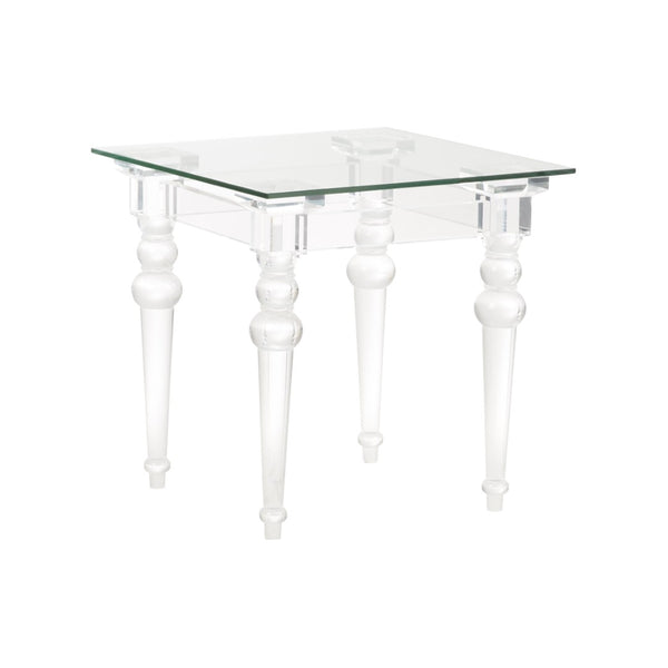 Chelsea House Acrylic Floating-Style Side Table With Tempered Glass Top — Clear Acrylic Legs, Compact 20" Square Accent Piece 370473