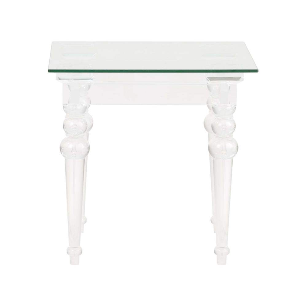 Chelsea House Acrylic Floating-Style Side Table With Tempered Glass Top — Clear Acrylic Legs, Compact 20" Square Accent Piece 370473