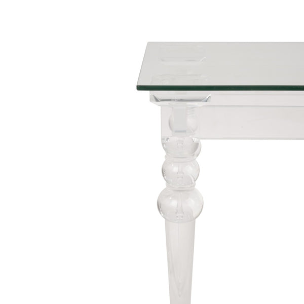 Chelsea House Acrylic Floating-Style Side Table With Tempered Glass Top — Clear Acrylic Legs, Compact 20" Square Accent Piece 370473