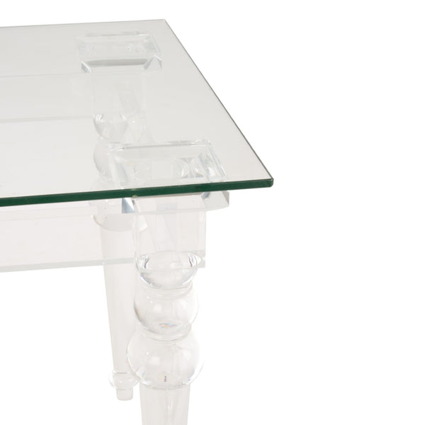 Chelsea House Acrylic Floating-Style Side Table With Tempered Glass Top — Clear Acrylic Legs, Compact 20" Square Accent Piece 370473