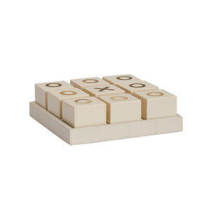 Chelsea House Tic Elegant Tic Tac Toe Tabletop Set With Antique Brass Accents, Polished Pieces, Compact Decorative Game White/Cream 370475
