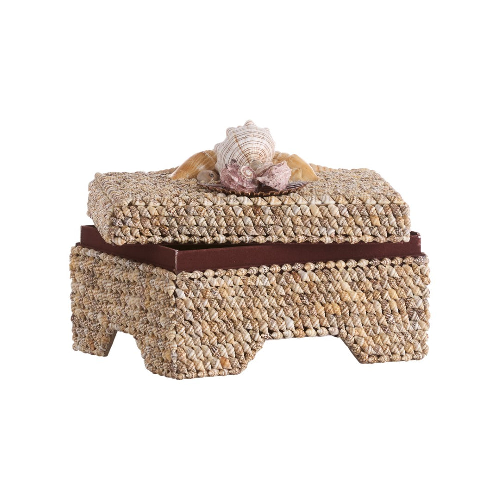Chelsea House Island Shell Box With Hand-Applied Nassa & Assorted Shells, Fabric-Lined Removable Lid, 6.5X8.5" 370478