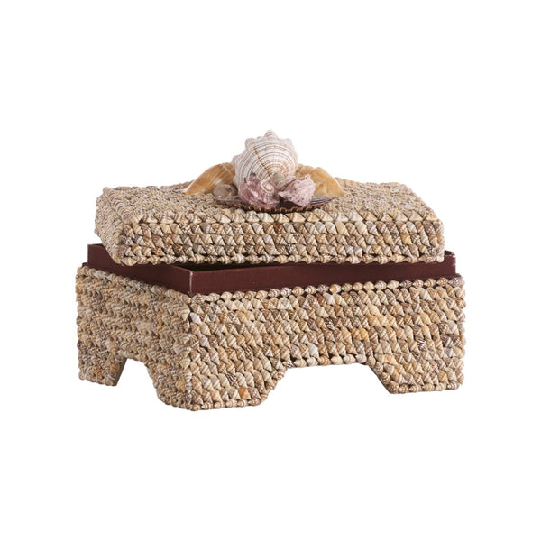 Chelsea House Island Shell Box With Hand-Applied Nassa & Assorted Shells, Fabric-Lined Removable Lid, 6.5X8.5" 370478