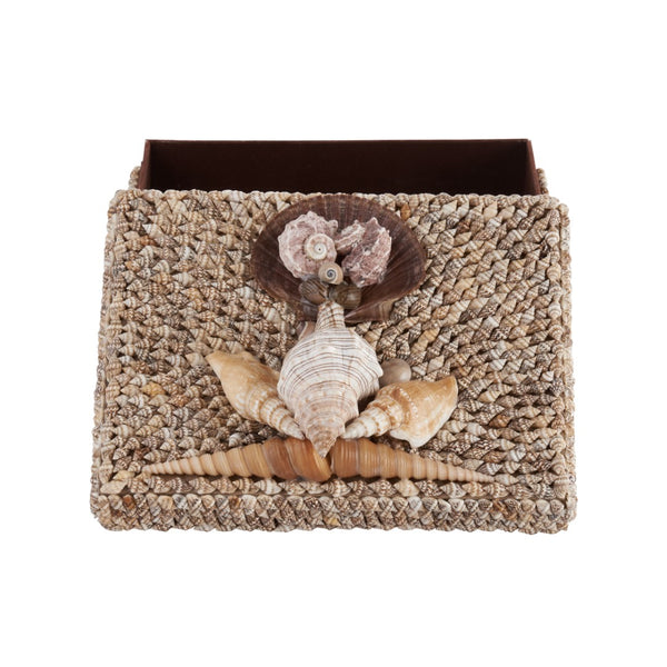 Chelsea House Island Shell Box With Hand-Applied Nassa & Assorted Shells, Fabric-Lined Removable Lid, 6.5X8.5" 370478