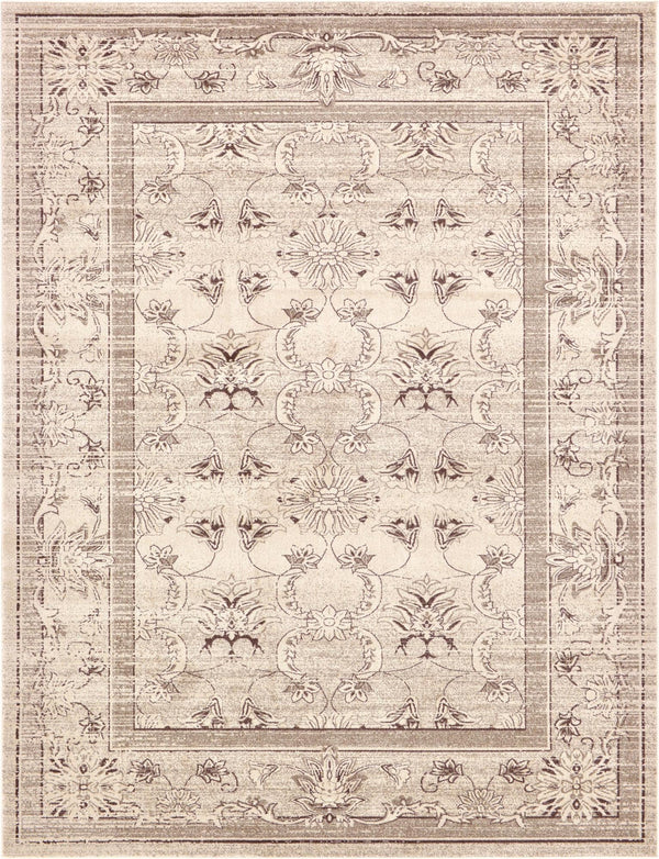 Unique Loom La Jolla Botanica Machine Made Floral Rug Ivory, Beige/Ivory/Light Brown 9' 10" x 13' 0"