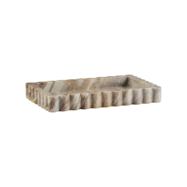 Chelsea House Athena Marble Tray With Scalloped Edges — Polished Natural Marble Serving & Vanity Organizer, Durable Centerpiece (16"X10") 370485