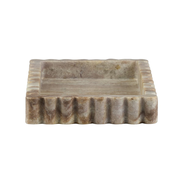 Chelsea House Athena Marble Tray With Scalloped Edges — Polished Natural Marble Serving & Vanity Organizer, Durable Centerpiece (16"X10") 370485