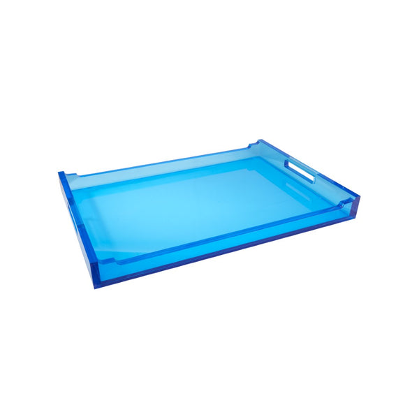 Chelsea House Charles Acrylic Tray Glossy Blue 30X20x3in — Durable Lightweight Serving & Styling Tray For Home Decor And Organization 370488