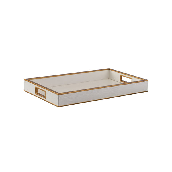Chelsea House Reddington White Croco Tray By Shayla Copas — Faux Croc Vanity Organizer With Gold Trim, 24" X 14" 370489
