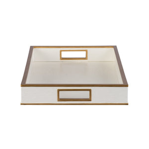 Chelsea House Reddington White Croco Tray By Shayla Copas — Faux Croc Vanity Organizer With Gold Trim, 24" X 14" 370489