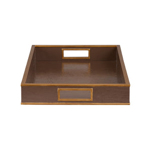 Chelsea House Reddington Croco Tray In Brown With Gold Edging — Luxe Faux-Croc Texture For Styling, Serving, Organizing (24" X 14.25") 370490