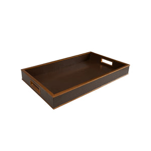 Chelsea House Reddington Croco Tray In Brown With Gold Edging — Luxe Faux-Croc Texture For Styling, Serving, Organizing (24" X 14.25") 370490