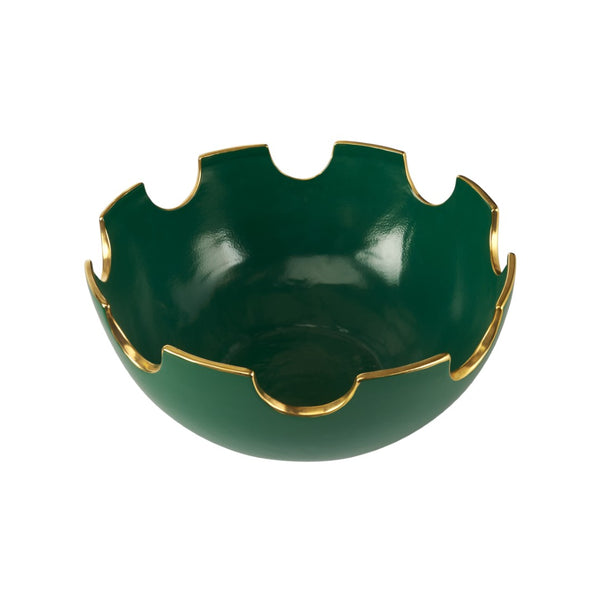 Chelsea House Classic Bowl Large Green Glazed Ceramic Centerpiece With Gold Accents — Handcrafted, Durable, Versatile Decor 370498