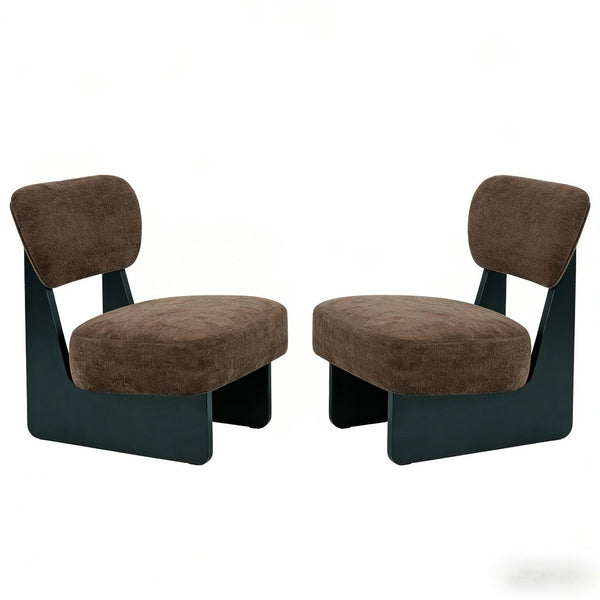 English Elm [set of 2] Beige Polyester Barrel Lounge Chairs with Black Wood Base for Living Room Black,Dark Brown N767P373046R