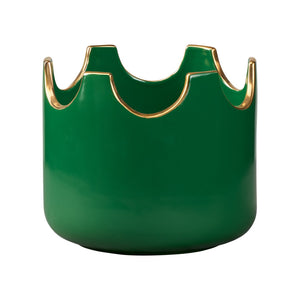 Chelsea House Classic Planter Handmade Green Glazed Ceramic Cachepot — 7" H X 8" W Elegant Centerpiece For Plants And Gifts 370500