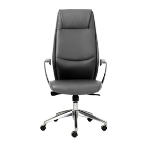 Homeroots Gray And Silver Adjustable Swivel Faux Leather Rolling Executive Office Chair  Faux Leather 370507