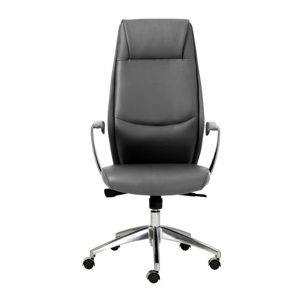 Homeroots Gray And Silver Adjustable Swivel Faux Leather Rolling Executive Office Chair  Faux Leather 370507