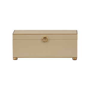 Chelsea House Rectangular Hand-Painted Taupe Wooden Box With Antique Gold Trim, Velvet-Lined Storage For Jewelry 370508