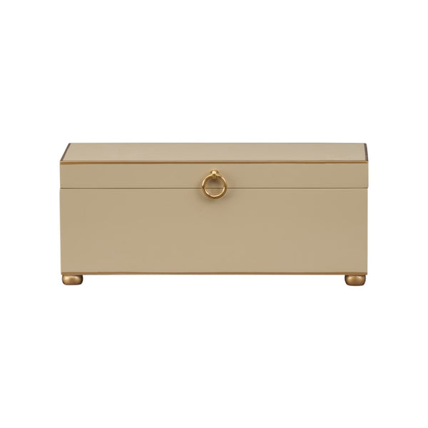 Chelsea House Rectangular Hand-Painted Taupe Wooden Box With Antique Gold Trim, Velvet-Lined Storage For Jewelry 370508