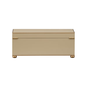 Chelsea House Rectangular Hand-Painted Taupe Wooden Box With Antique Gold Trim, Velvet-Lined Storage For Jewelry 370508