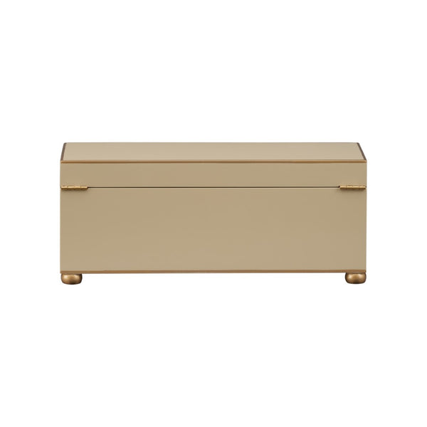 Chelsea House Rectangular Hand-Painted Taupe Wooden Box With Antique Gold Trim, Velvet-Lined Storage For Jewelry 370508