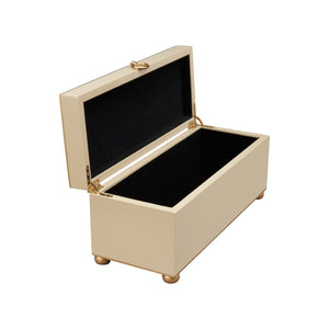 Chelsea House Rectangular Hand-Painted Taupe Wooden Box With Antique Gold Trim, Velvet-Lined Storage For Jewelry 370508