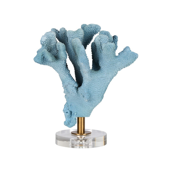 Chelsea House Ocean Bloom Accent Faux Coral Sculpture On Gold Post With Crystal Base — Coastal Modern Decor, 12" 370510