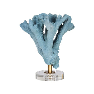 Chelsea House Ocean Bloom Accent Faux Coral Sculpture On Gold Post With Crystal Base — Coastal Modern Decor, 12" 370510