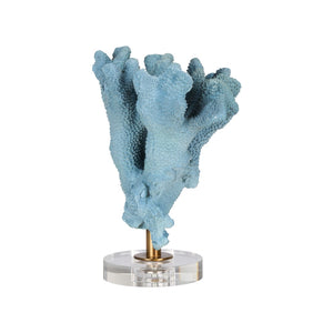 Chelsea House Ocean Bloom Accent Faux Coral Sculpture On Gold Post With Crystal Base — Coastal Modern Decor, 12" 370510