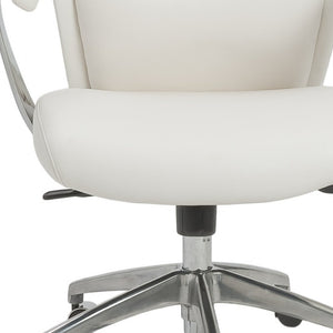 Homeroots White And Silver Adjustable Swivel Faux Leather Rolling Executive Office Chair  Faux Leather 370510