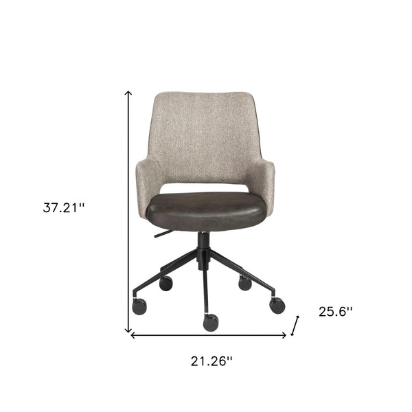 Homeroots Light Gray Dark Gray And Black Adjustable Swivel Fabric Rolling Office Chair   370513