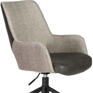 Homeroots Light Gray Dark Gray And Black Adjustable Swivel Fabric Rolling Office Chair   370513