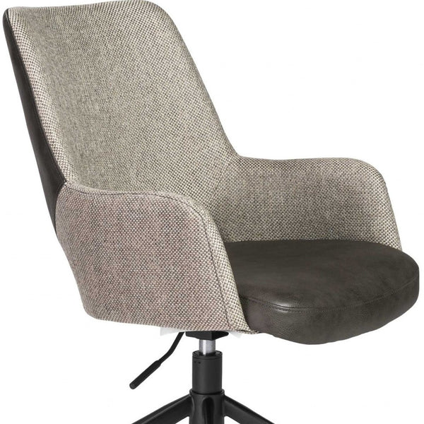Homeroots Light Gray Dark Gray And Black Adjustable Swivel Fabric Rolling Office Chair   370513