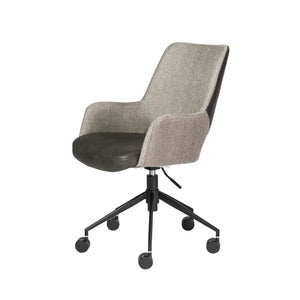 Homeroots Light Gray Dark Gray And Black Adjustable Swivel Fabric Rolling Office Chair   370513