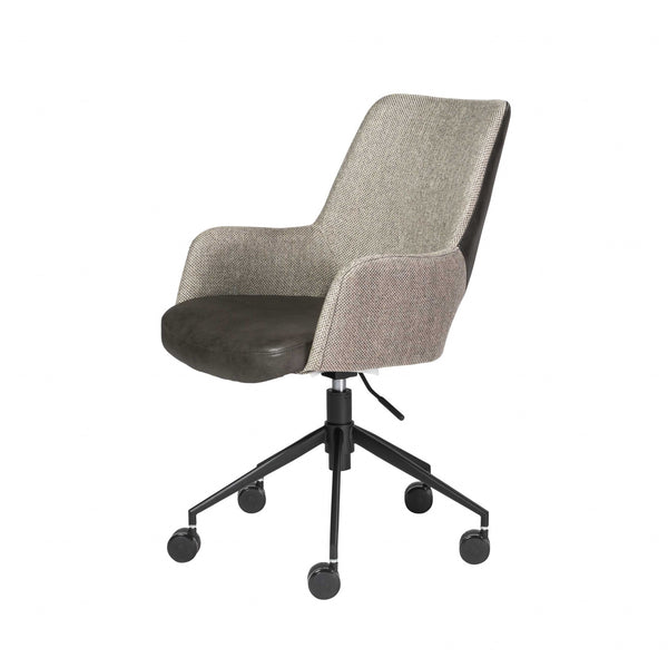 Homeroots Light Gray Dark Gray And Black Adjustable Swivel Fabric Rolling Office Chair   370513