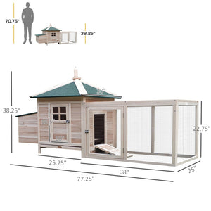 English Elm Pawhut Fir Wood Backyard Chicken Coop with Nesting Box Ramp and Asphalt Roof W2225P229578