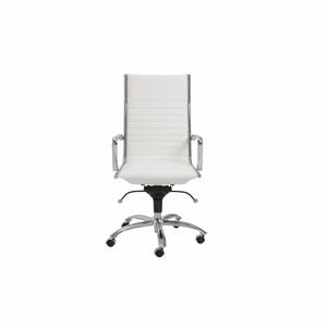 Homeroots White And Silver Adjustable Swivel Faux Leather Rolling Conference Office Chair  Faux Leather 370522