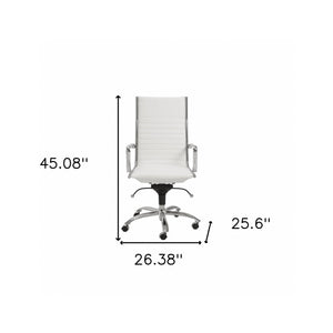 Homeroots White And Silver Adjustable Swivel Faux Leather Rolling Conference Office Chair  Faux Leather 370522