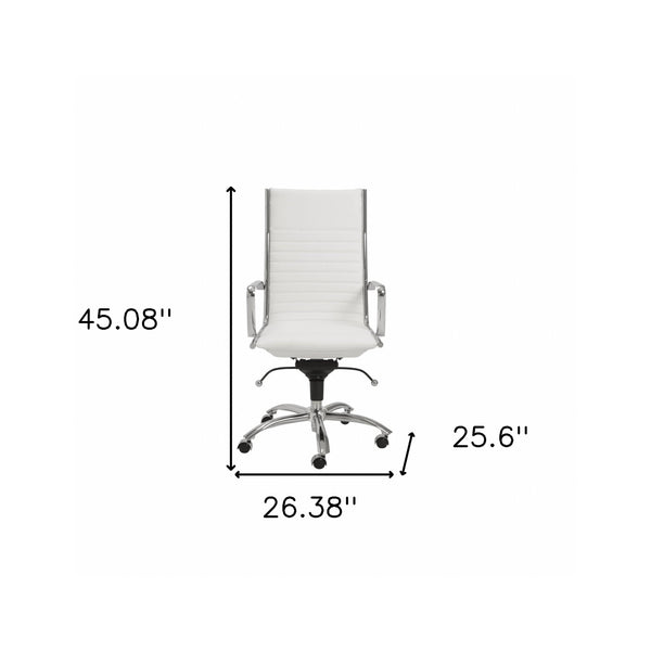 Homeroots White And Silver Adjustable Swivel Faux Leather Rolling Conference Office Chair  Faux Leather 370522