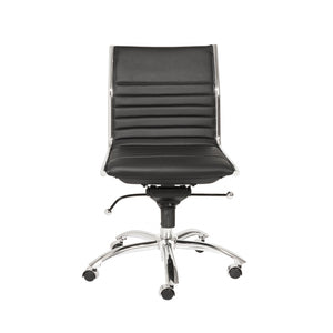 Homeroots Black And Silver Adjustable Swivel Faux Leather Rolling Conference Office Chair  Faux Leather 370523
