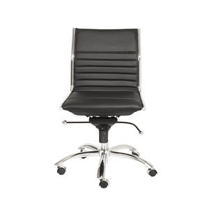 Homeroots Black And Silver Adjustable Swivel Faux Leather Rolling Conference Office Chair  Faux Leather 370523