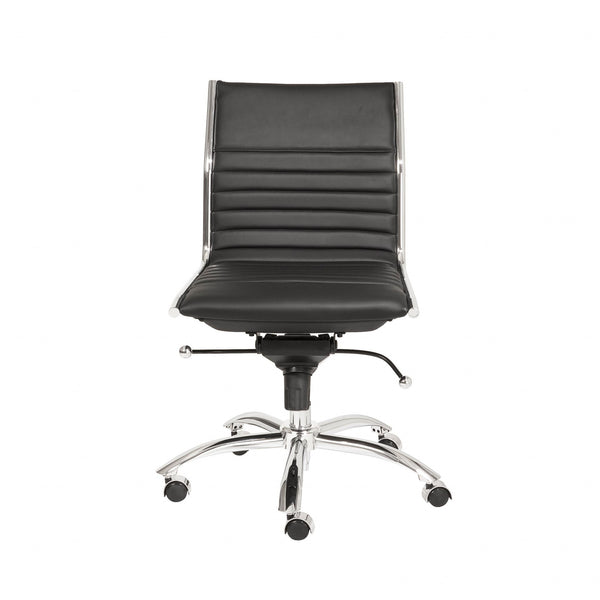 Homeroots Black And Silver Adjustable Swivel Faux Leather Rolling Conference Office Chair  Faux Leather 370523