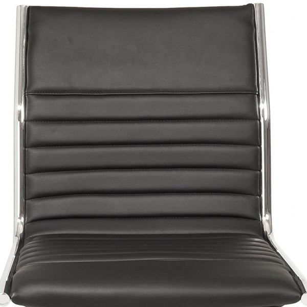 Homeroots Black And Silver Adjustable Swivel Faux Leather Rolling Conference Office Chair  Faux Leather 370523