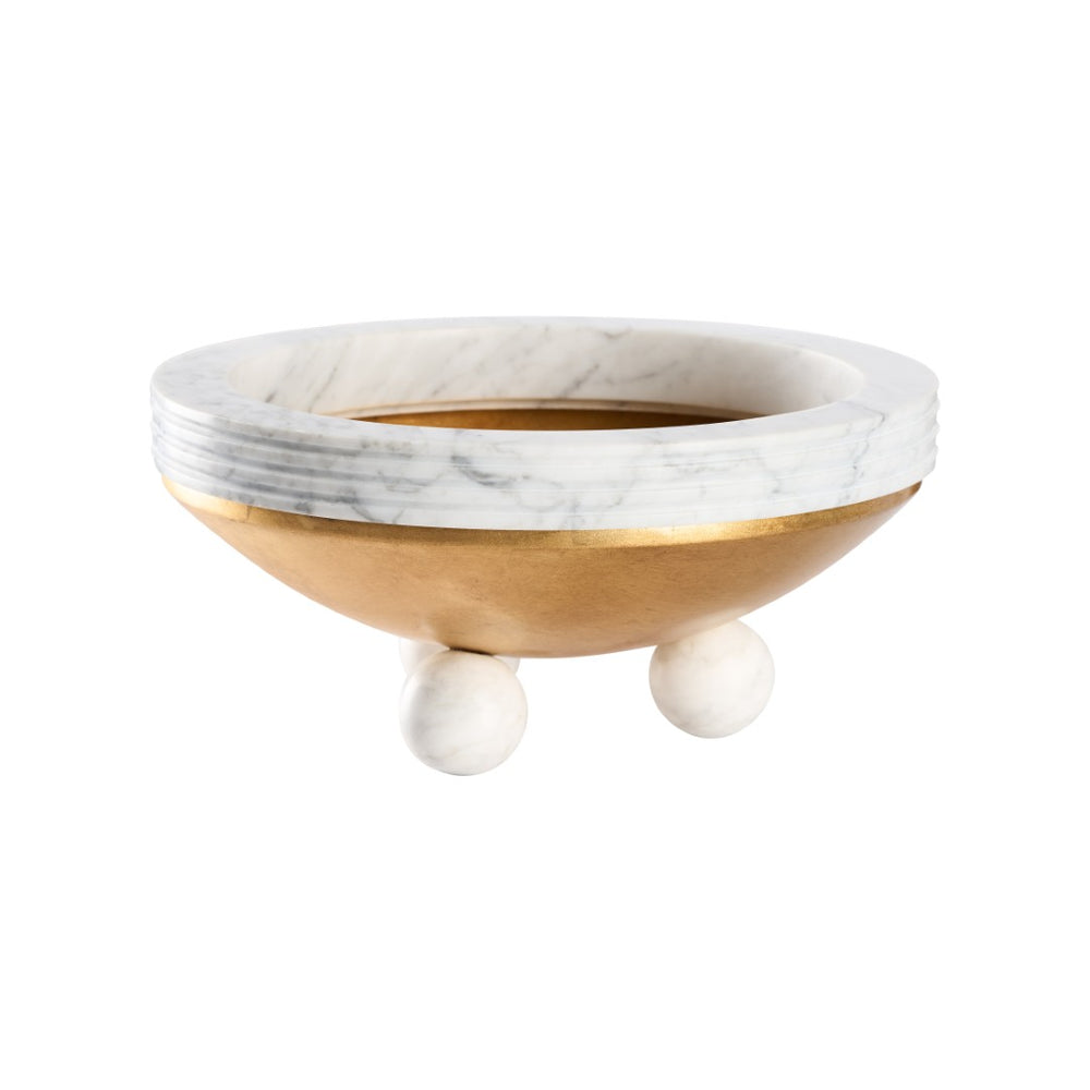 Chelsea House Elysian Marble & Gold Bowl — Sculptural Centerpiece With Floating Ball Feet, Luxe Contrast For Decor 370524